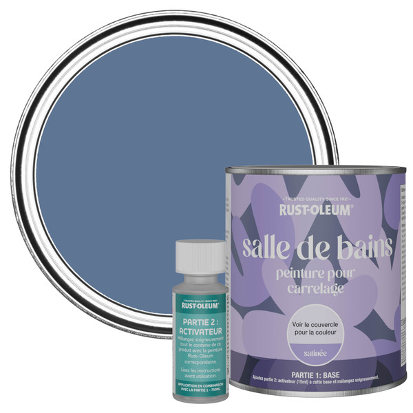 Peinture pour Carrelage de Salle de Bain, Finition Satinée - Rivière Bleue 750ml