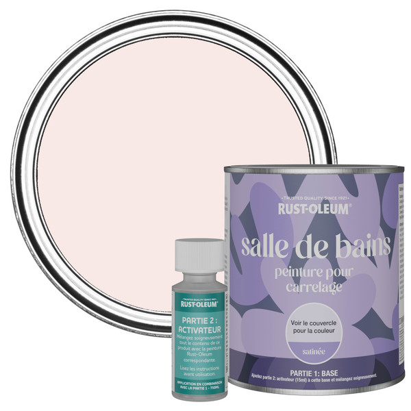 Peinture pour Carrelage de Salle de Bain, Finition Satinée - Rose de Chine 750ml