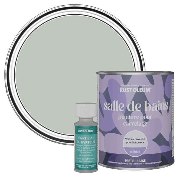 Peinture pour Carrelage de Salle de Bain, Finition Satinée - Vert Craie 750ml