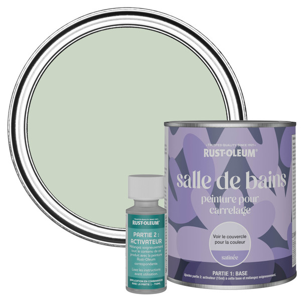 Peinture pour Carrelage de Salle de Bain, Finition Satinée - Vert Laurier 750ml