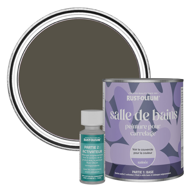 Peinture pour Carrelage de Salle de Bain, Finition Satinée - Brun Terre 750ml