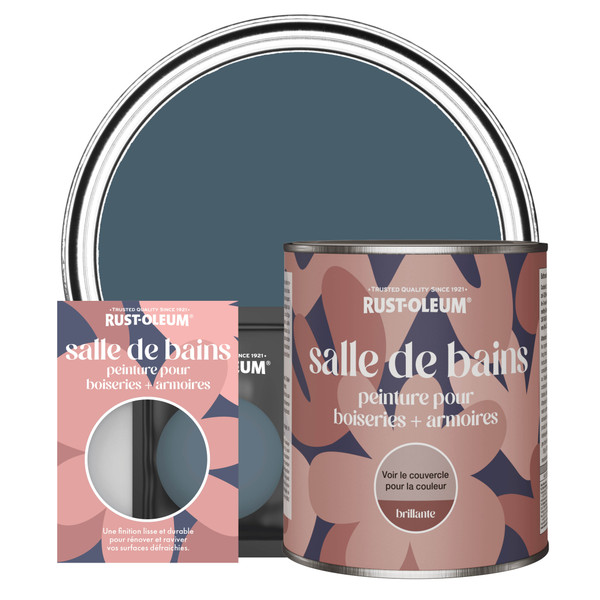 Peinture pour Boiseries & Armoires de Salle de Bains, Finition Brillante - Bleu Dessin