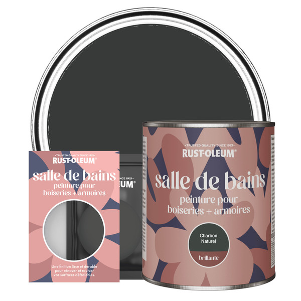 Peinture pour Boiseries & Armoires de Salle de Bains, Finition Brillante - Charbon Naturel