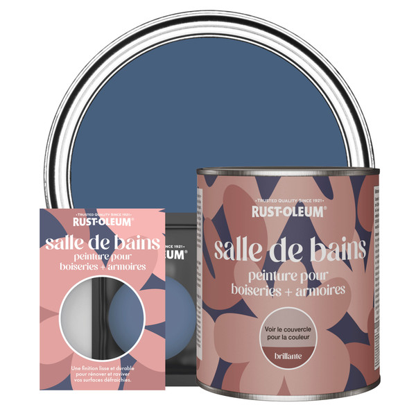 Peinture pour Boiseries & Armoires de Salle de Bains, Finition Brillante - Encre Bleue