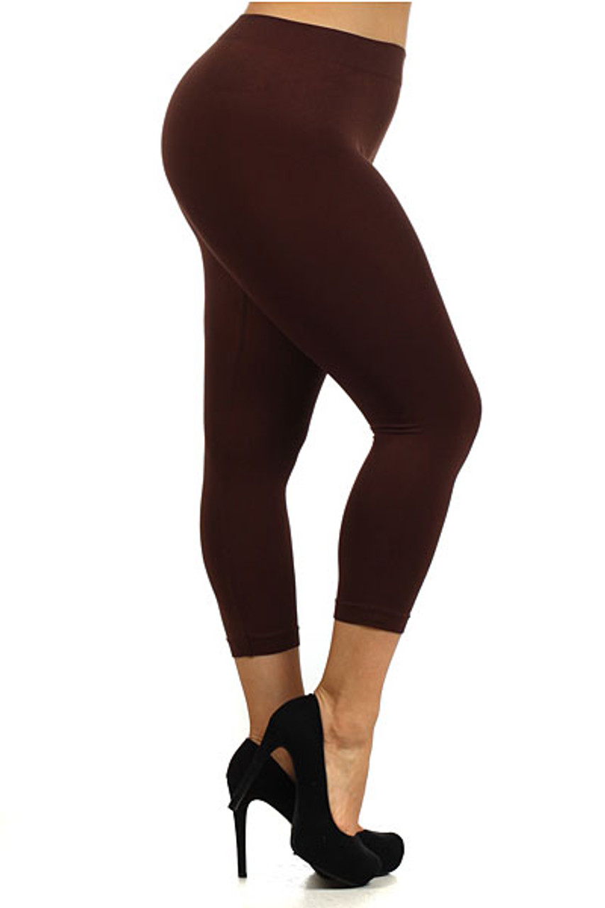 Basic Capri Length Seamless Plus Size Leggings