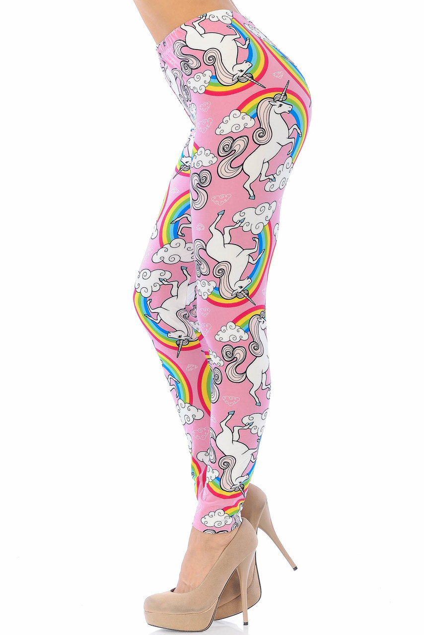 Buttery Smooth Pink Rainbow Unicorn Leggings