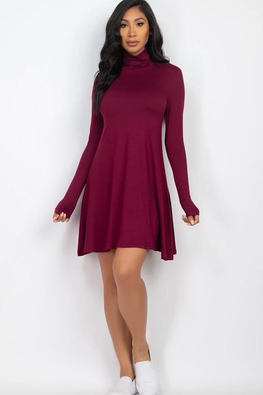 Everly, Dresses, Everly Turtleneck Long Sleeve Maroon Marl Casual Sweater  Dress Xs