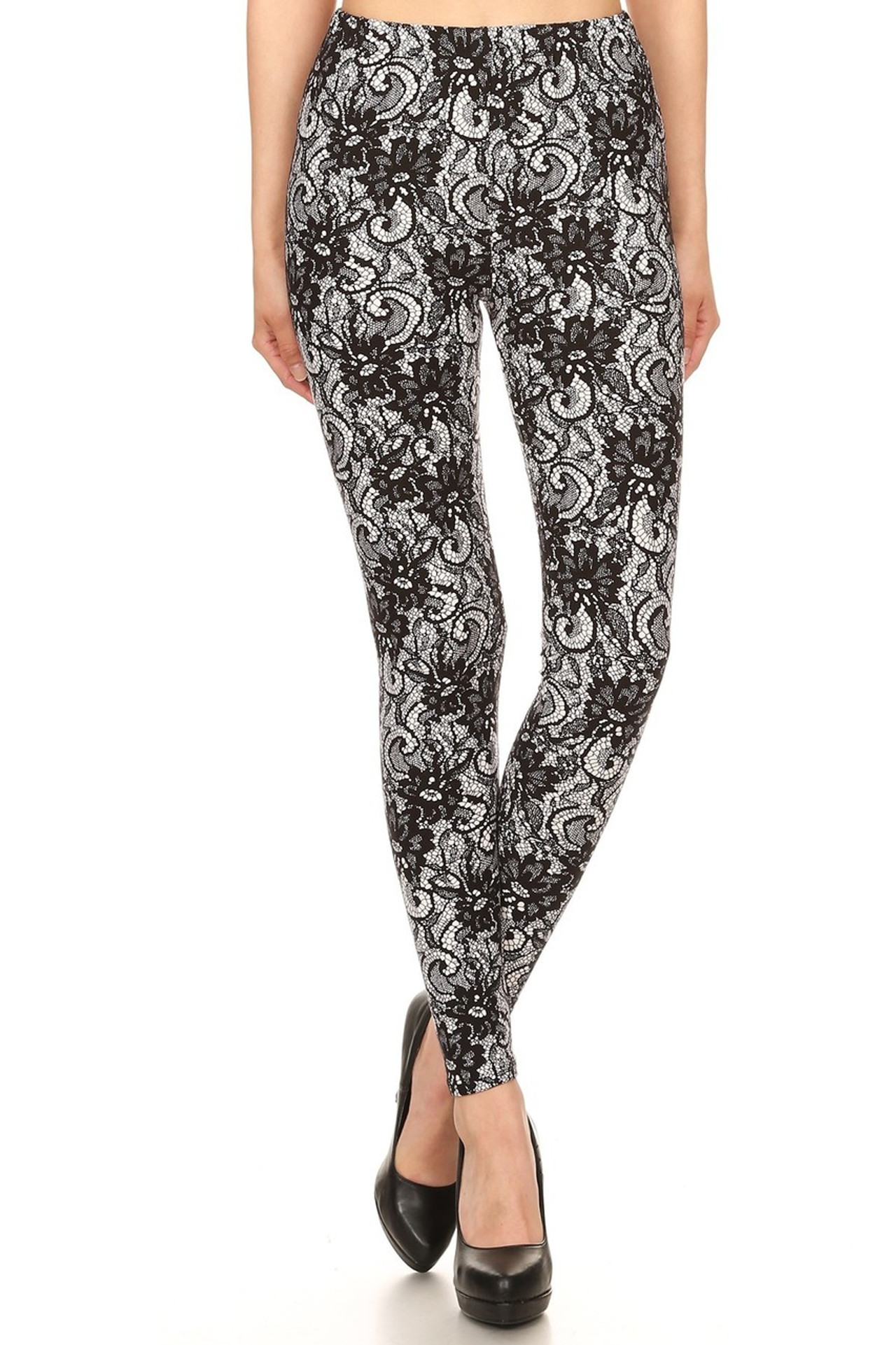 Buttery Smooth Plus Size Sexy Lace Print Leggings