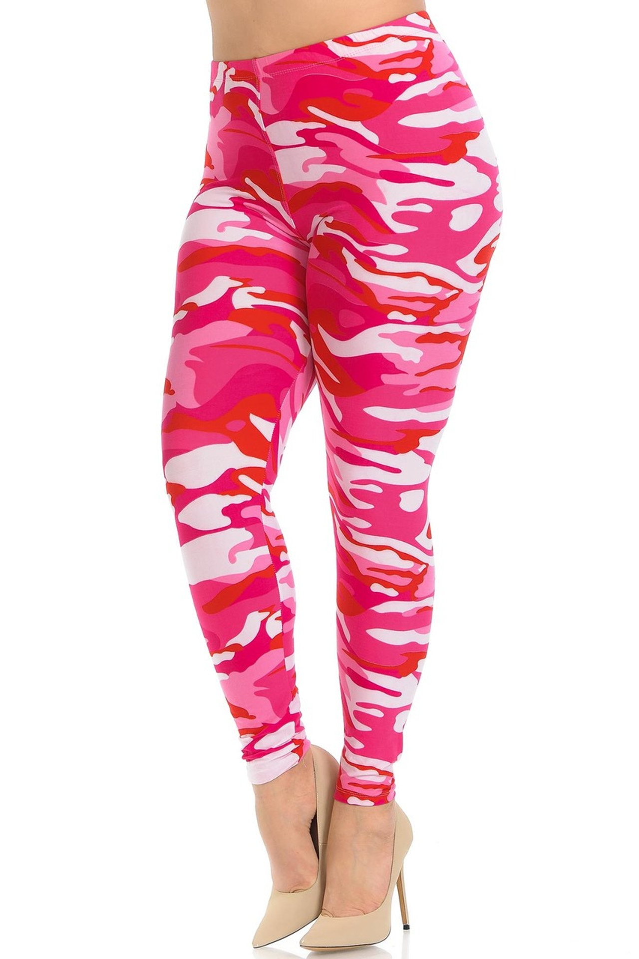 Plus Size Pink Camouflage Leggings