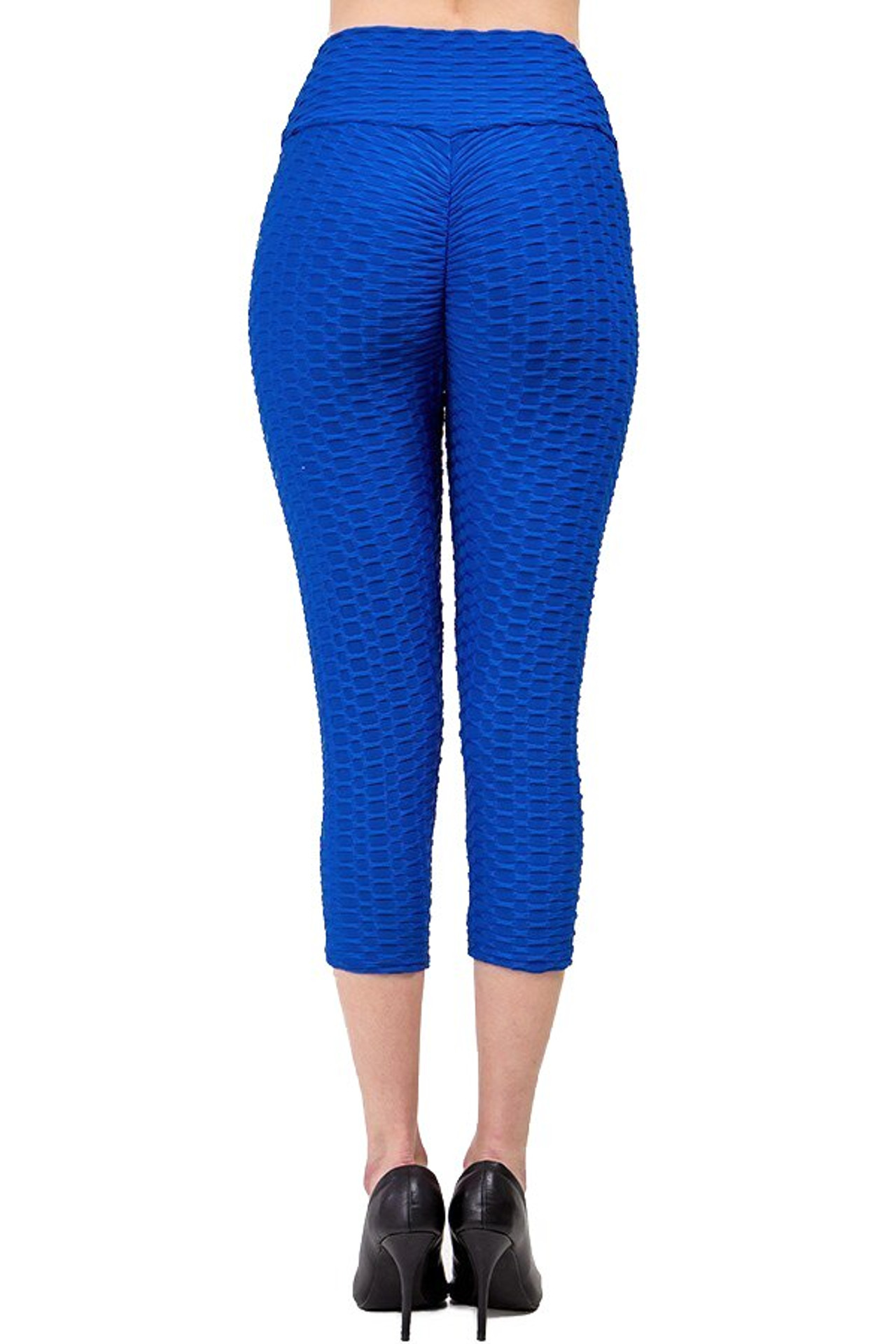 Scrunch Butt Textured High Waisted Plus Size Capris