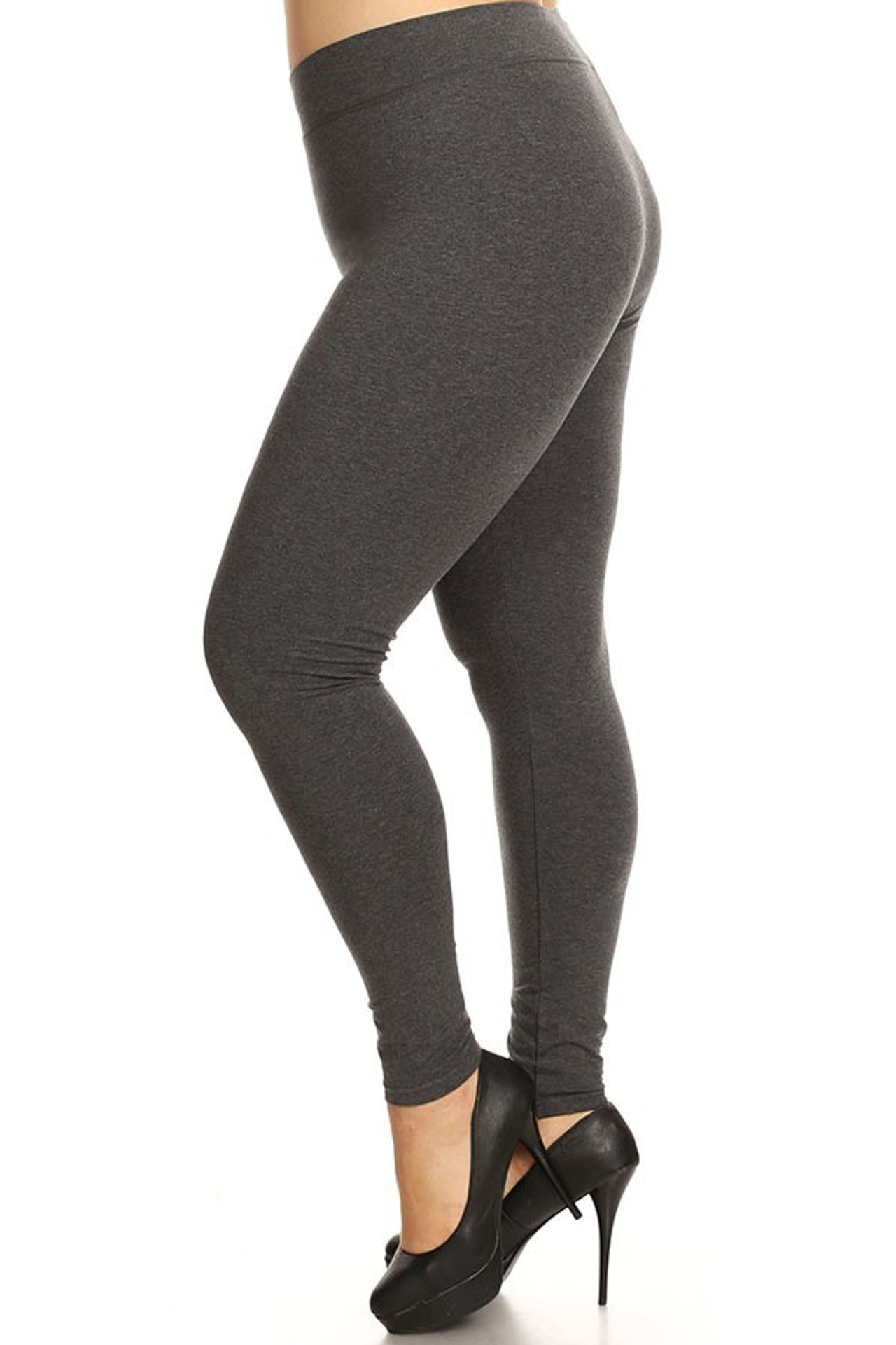 Brushed Microfiber High Waisted Plus Size Sport Leggings with Side
