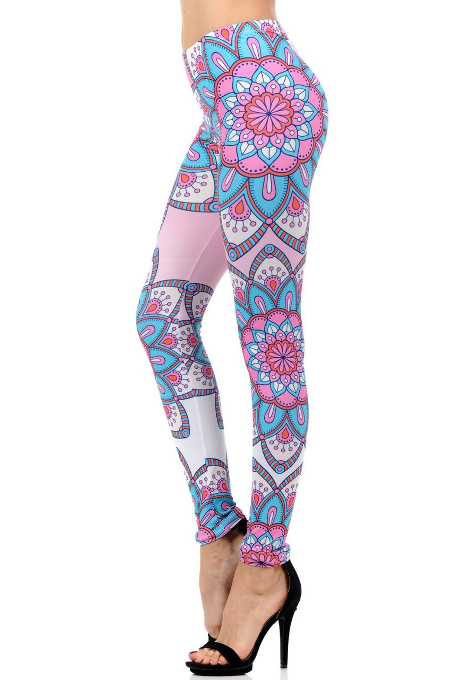 Brushed Graphic Print Flatter Mandala Leggings | USA FashionButtery Soft  Plus Size Colorful Motif Leggings