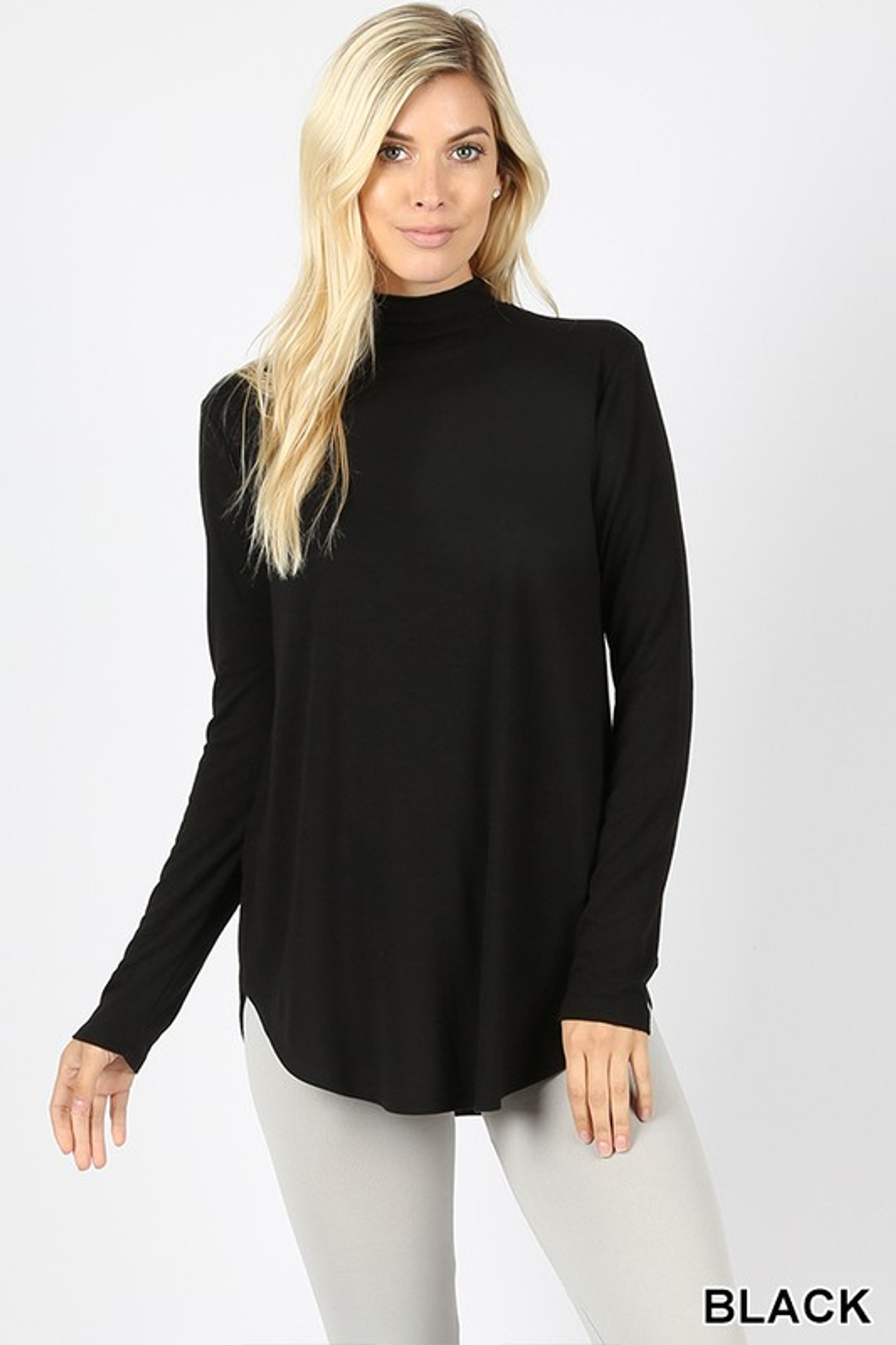 Premium Long Sleeve A-Line Round Hem Rayon Tunic with Pockets