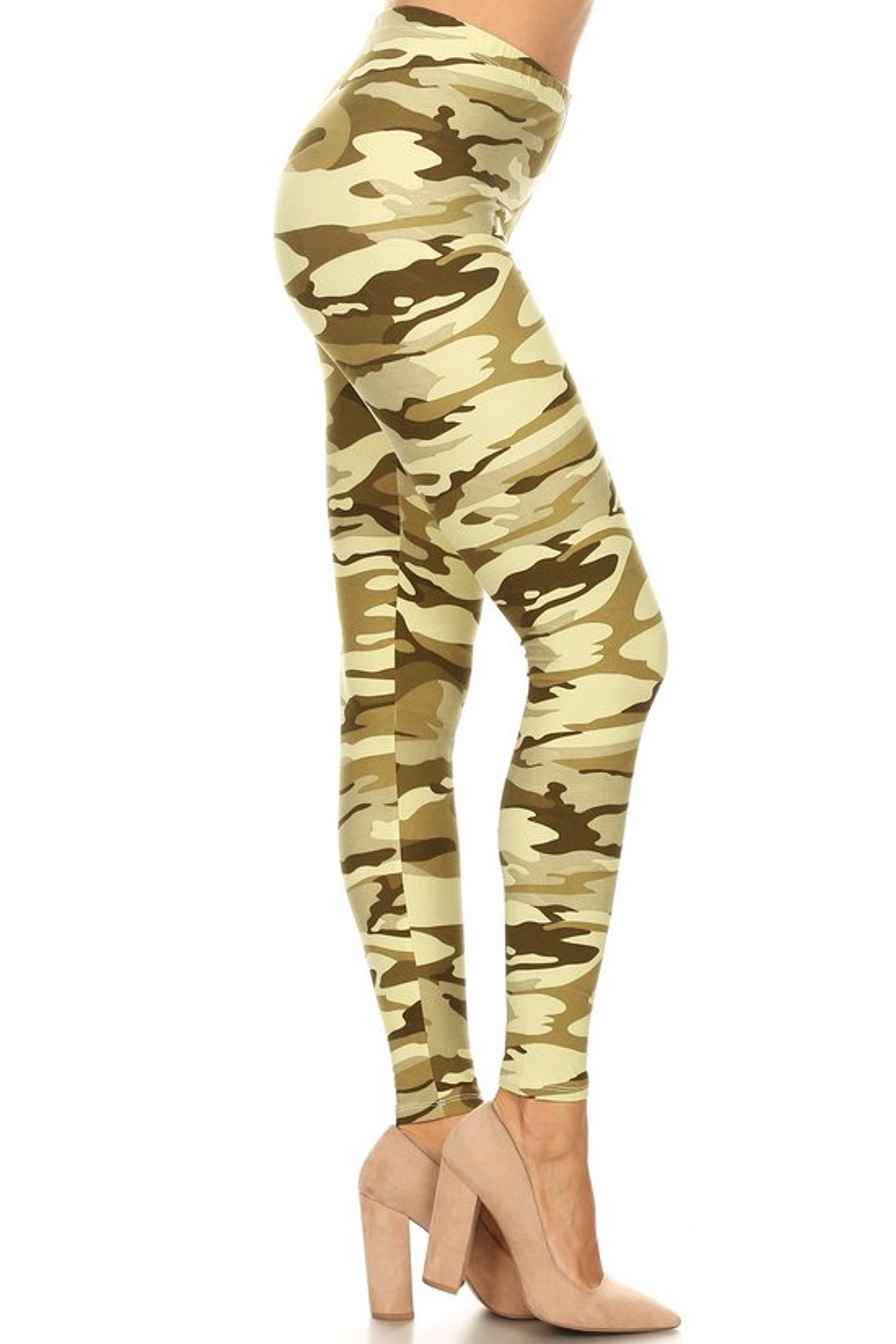 Buttery Smooth Light Olive Camouflage Plus Size Leggings