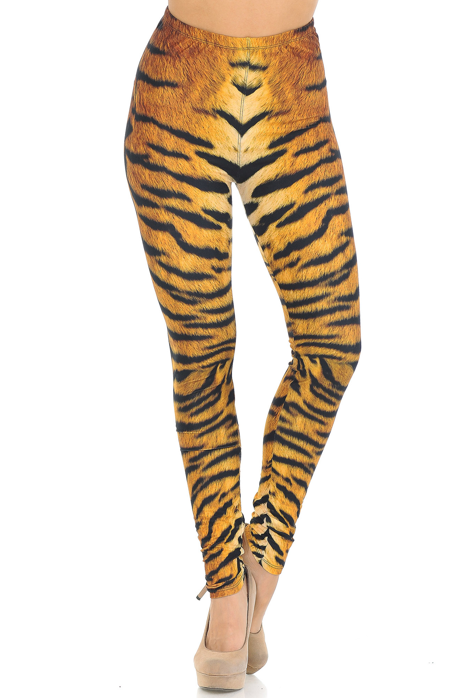 Creamy Soft Tiger Print Leggings - USA Fashion (Brown) One Size