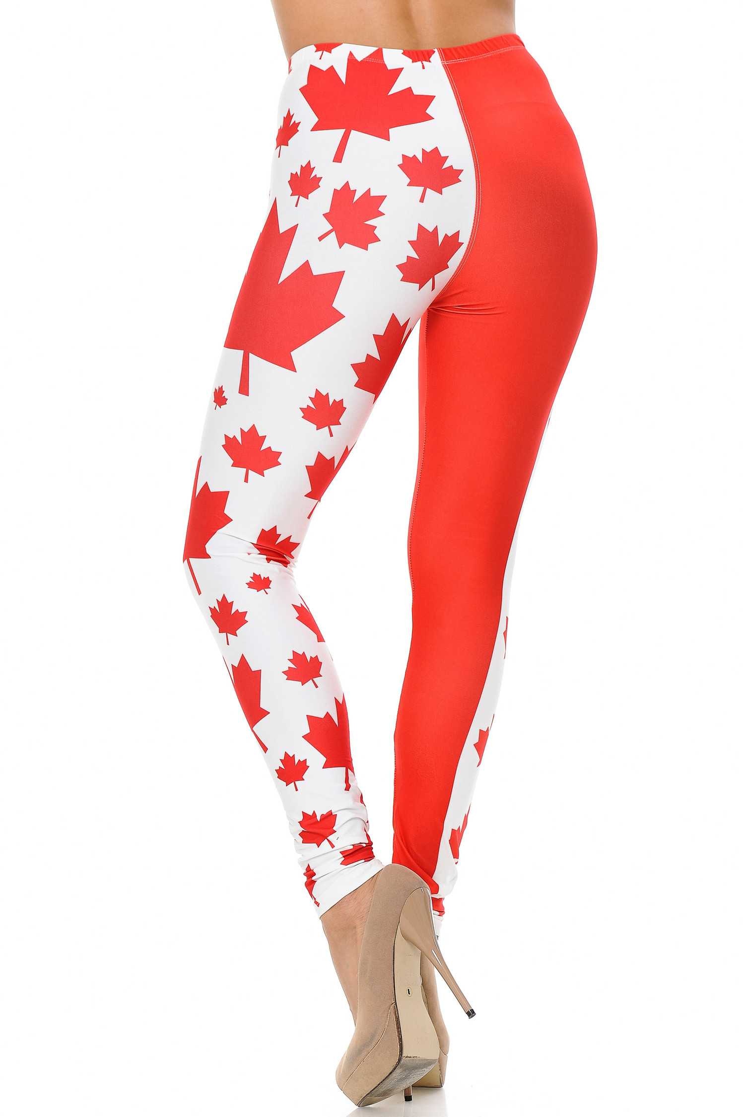 Creamy Soft Canadian Flag Plus Leggings | USA Fashion