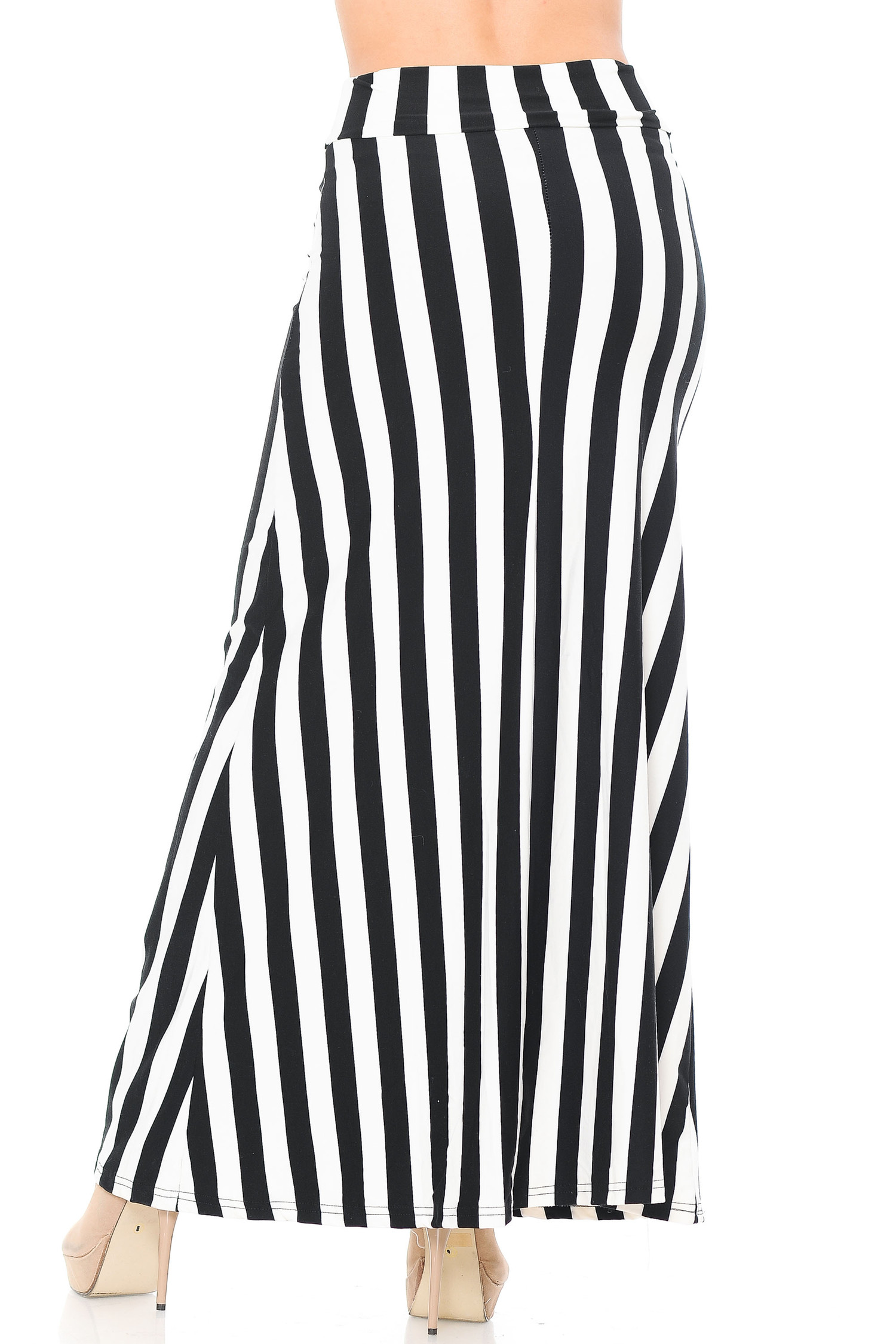 Buttery Soft Black and White Wide Stripe Maxi Skirt | USA Fashion