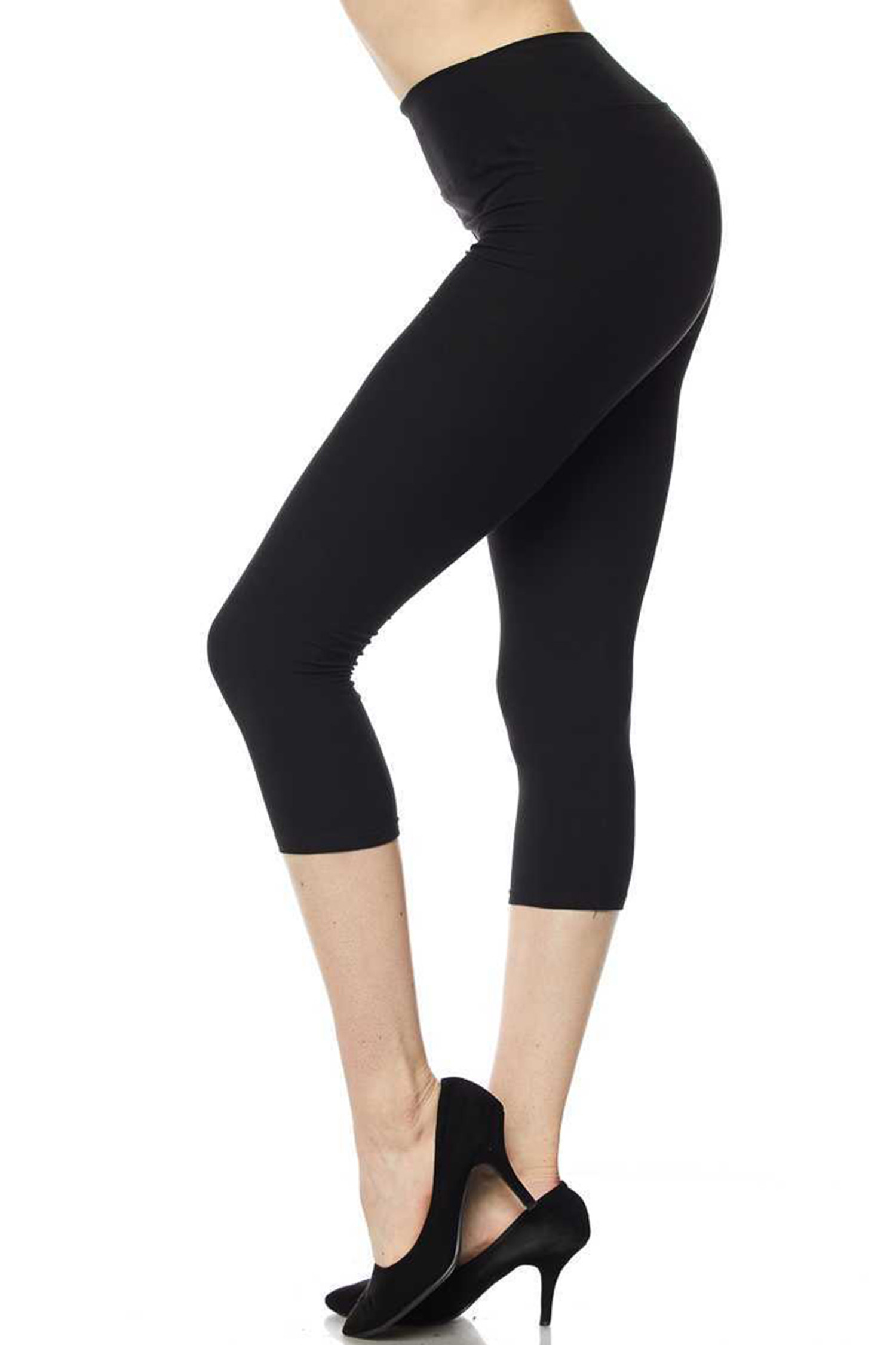 Buttery Smooth Basic Solid High Waisted Plus Size Capris - 3 Inch