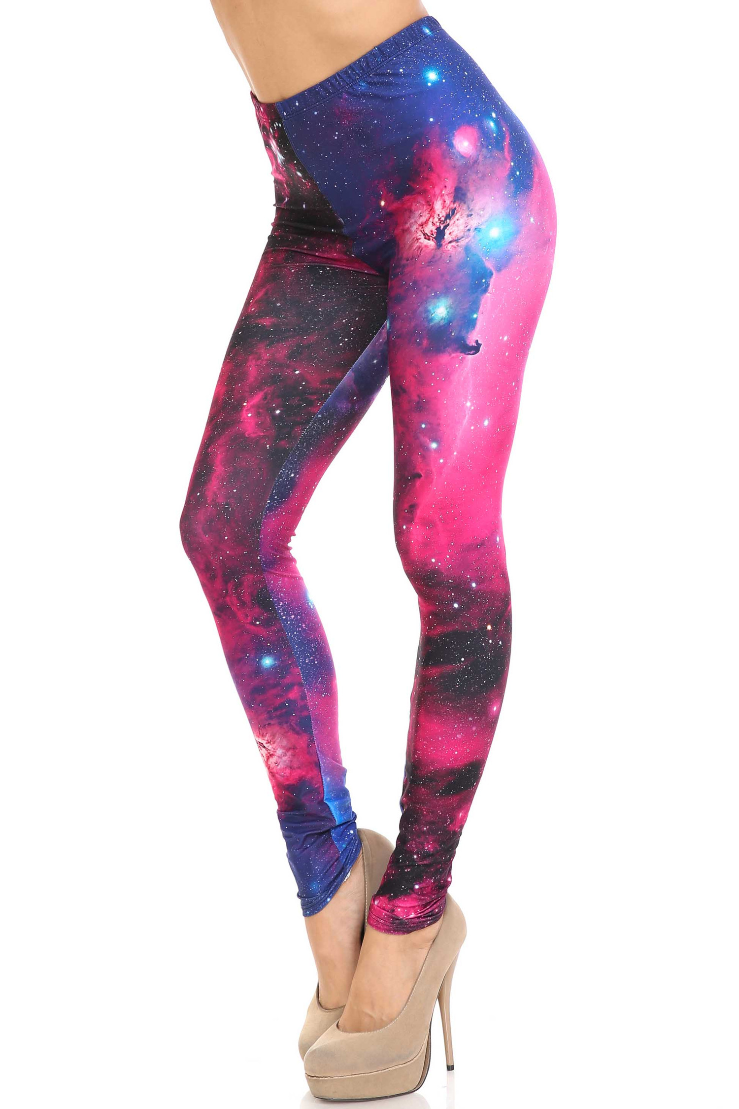 Creamy Soft Fuchsia Galaxy Extra Plus Size Leggings - 3X-5X - USA Fashion™