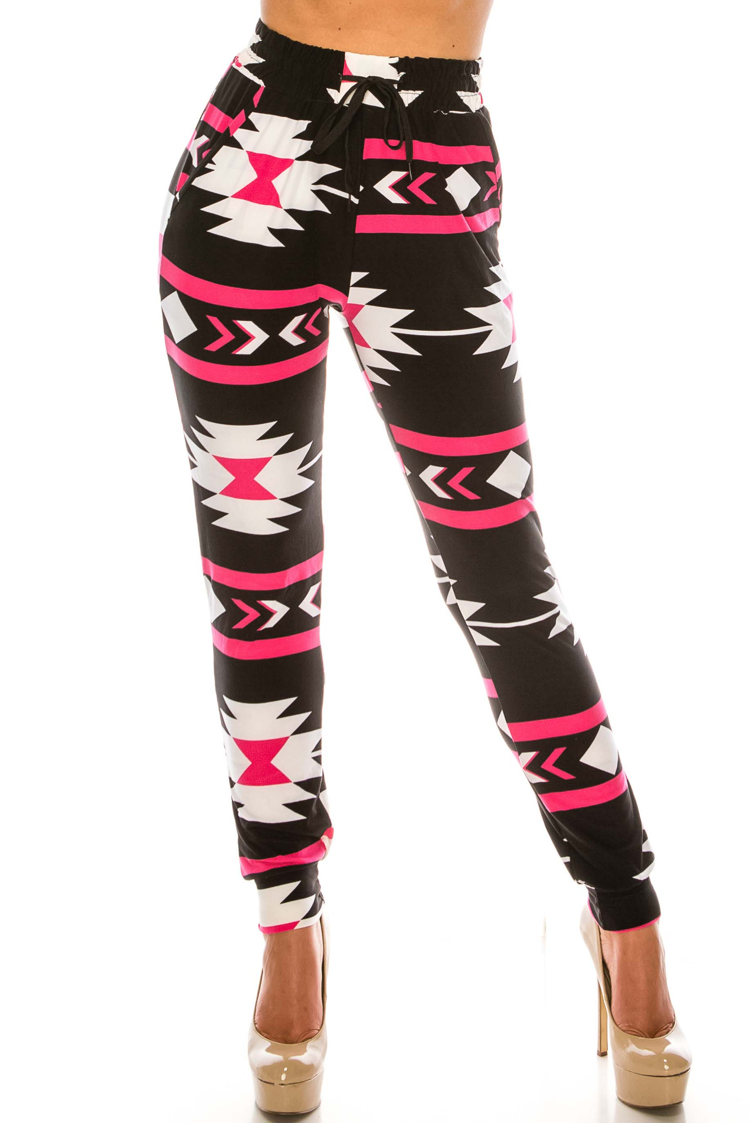 Buttery Soft Magenta Aztec Tribal Joggers