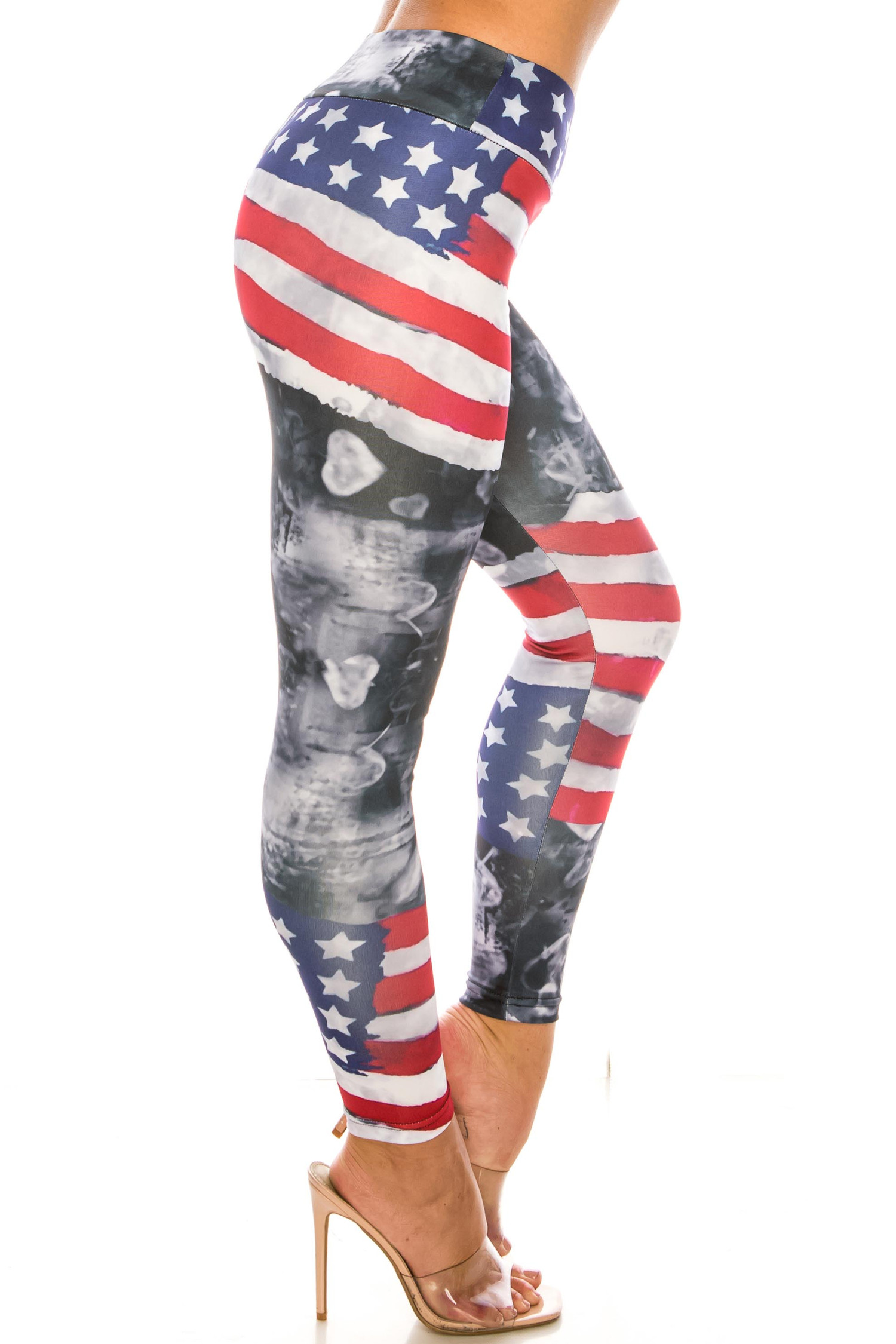 Painted USA Flag High Waisted Sport Buttery Smooth Leggings