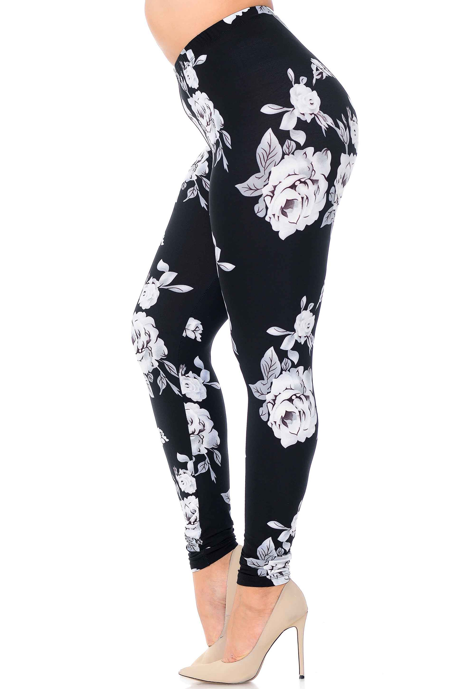 Buttery Smooth Painted Floral Extra Extra Plus Size Leggings - 3X-5X