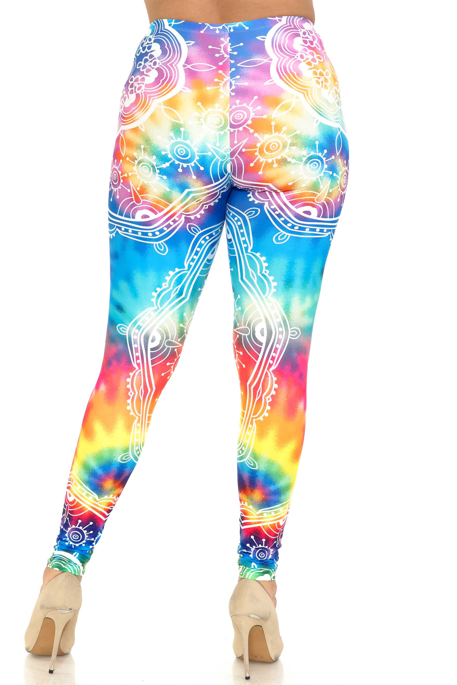 Rainbow Tie Dye Sublimation Digital Design Plus Size Leggings