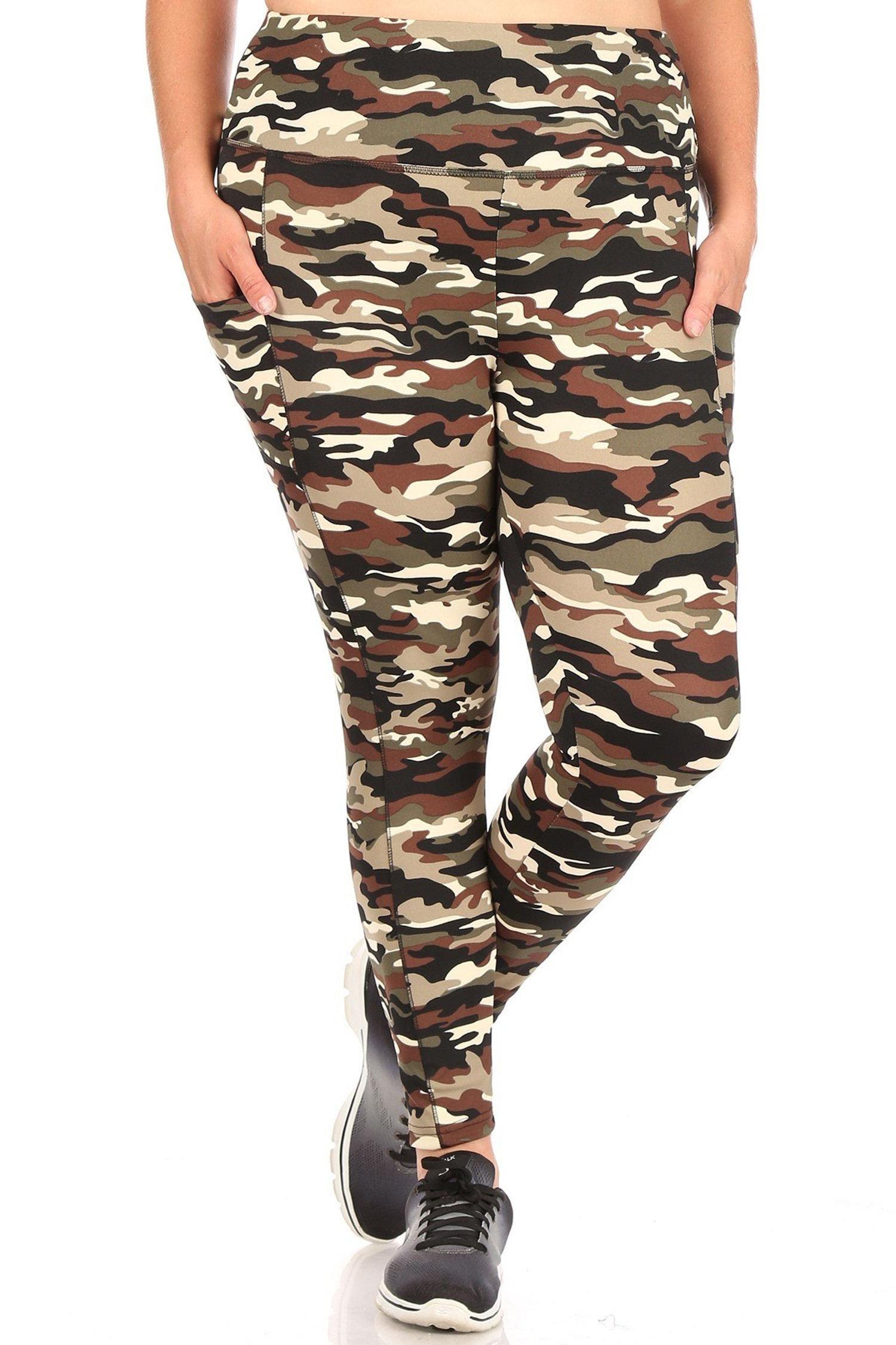 Camouflage Sport Plus Size Leggings with Side USA