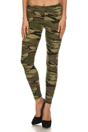 Front image of Buttery Smooth Green Camouflage  Leggings