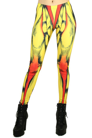 Front side image of Wholesale Graphic Printed Comic Muscle Leggings