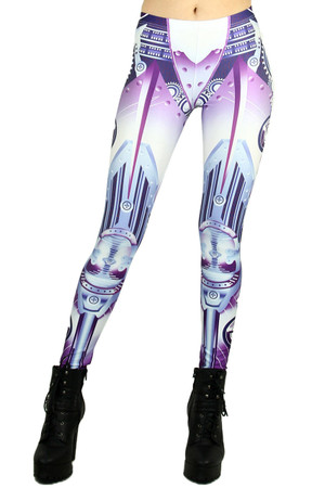 Front side image of Wholesale Graphic Print Cyber Mech Robot Leggings