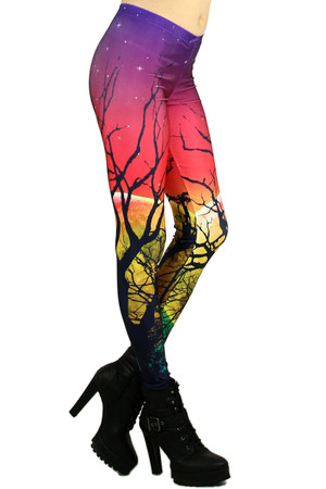 Right Side Image of Premium Graphic Colorful Forest Leggings