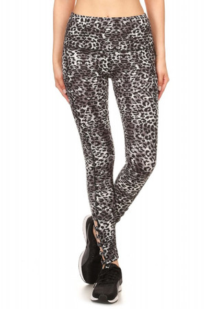 Premium Caged Ankle Leopard Sport Leggings