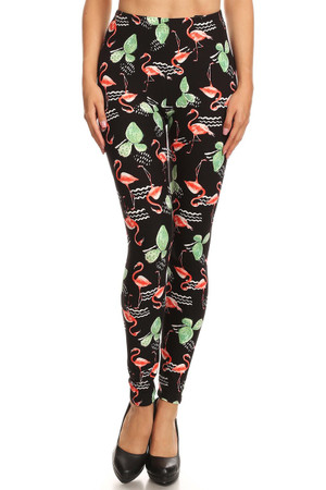 Wholesale Buttery Smooth Fabulous Flamingo Plus Size Leggings - 3X-5X