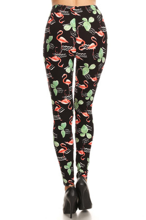Buttery Smooth Fabulous Flamingo Plus Size Leggings - 3X-5X
