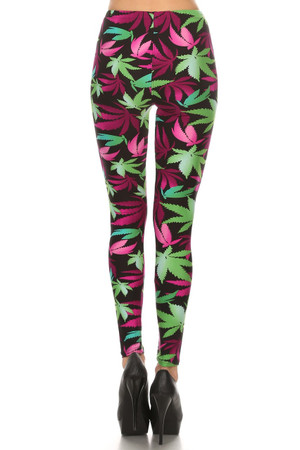 Buttery Smooth Fuchsia Marijuana Plus Size Leggings