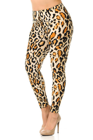 Buttery Smooth Brazilian Leopard Extra Plus Size Leggings - 3X-5X