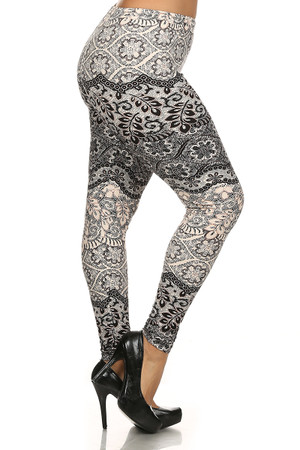 Buttery Smooth Exquisite Leaf Plus Size Leggings