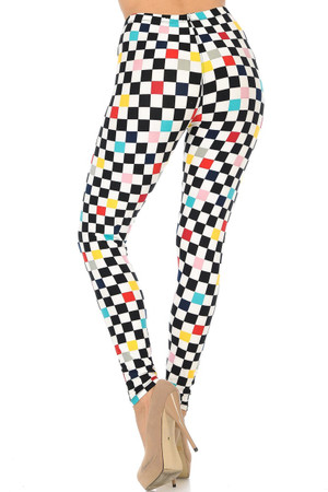 Buttery Smooth Color Accent Checkered Plus Size Leggings