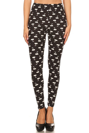 Buttery Smooth Polka Dot Swan Extra Plus Size Leggings - 3X-5X