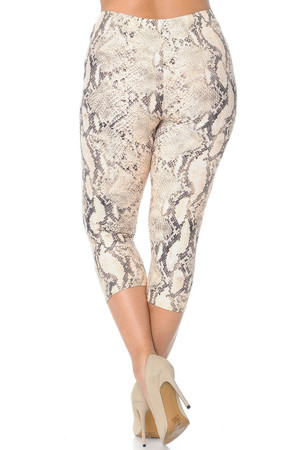 Buttery Smooth Cream Snakeskin Plus Size Capris