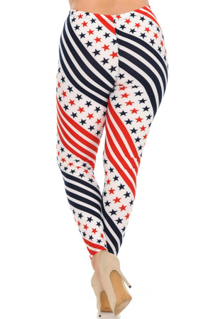 Buttery Smooth Twirling Stars and Stripes USA Flag Plus Size Leggings