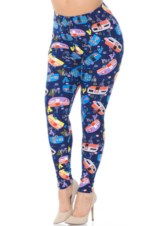 Buttery Smooth Retro Campers Extra Extra Plus Size Leggings - 3X-5X