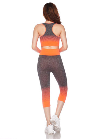 Back Orange Premium 2 Color Ombre Sport Bra and Capri Set