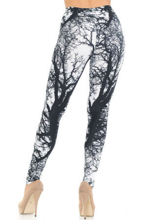 Rear view image of  our Creamy Soft Photo Negative Tree Extra Small Leggings - USA Fashion™ that give you a cool stand out look from every angle and pair with a top of any color.