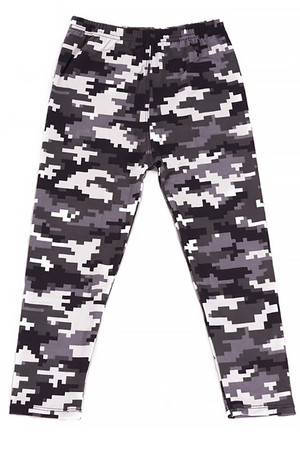 Buttery Soft Pixel Black and White Camouflage Kids Leggings