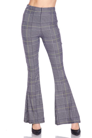 Buttery Smooth Sunshine Plaid Bell Bottom Leggings