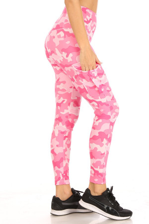 Right side Cotton Candy Camouflage Sport Leggings with Cargo Pocket