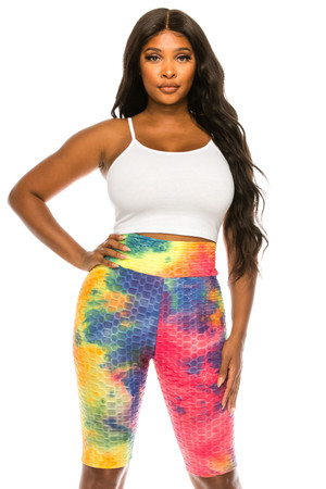 Vibrant Summer Tie Dye Scrunch Butt Biker Sport Shorts