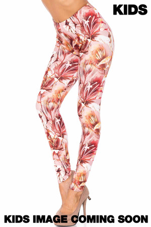 Creamy Soft Mocha Floral Kids Leggings - USA Fashion™